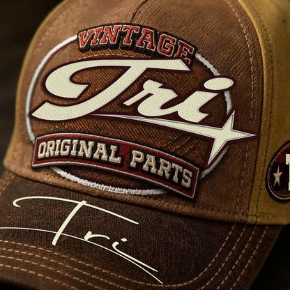 TRI TC02 HH79  Personalized Name Baseball Cap, Vintage Retro Hat, Custom Gift for Him & Her