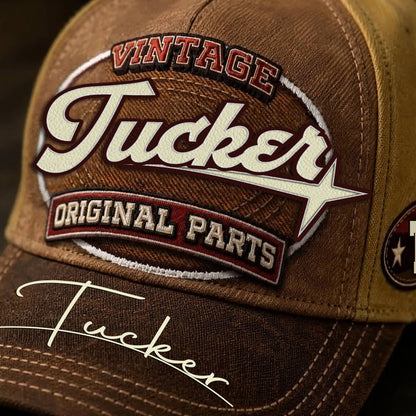 TUCKER TC02 HH79  Personalized Name Baseball Cap, Vintage Retro Hat, Custom Gift for Him & Her