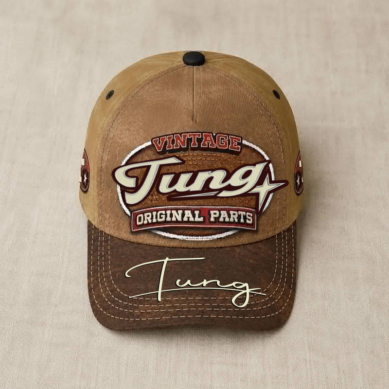 TUNG TC02 HH79  Personalized Name Baseball Cap, Vintage Retro Hat, Custom Gift for Him & Her