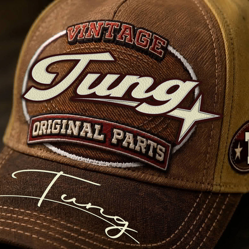 TUNG TC02 HH79  Personalized Name Baseball Cap, Vintage Retro Hat, Custom Gift for Him & Her