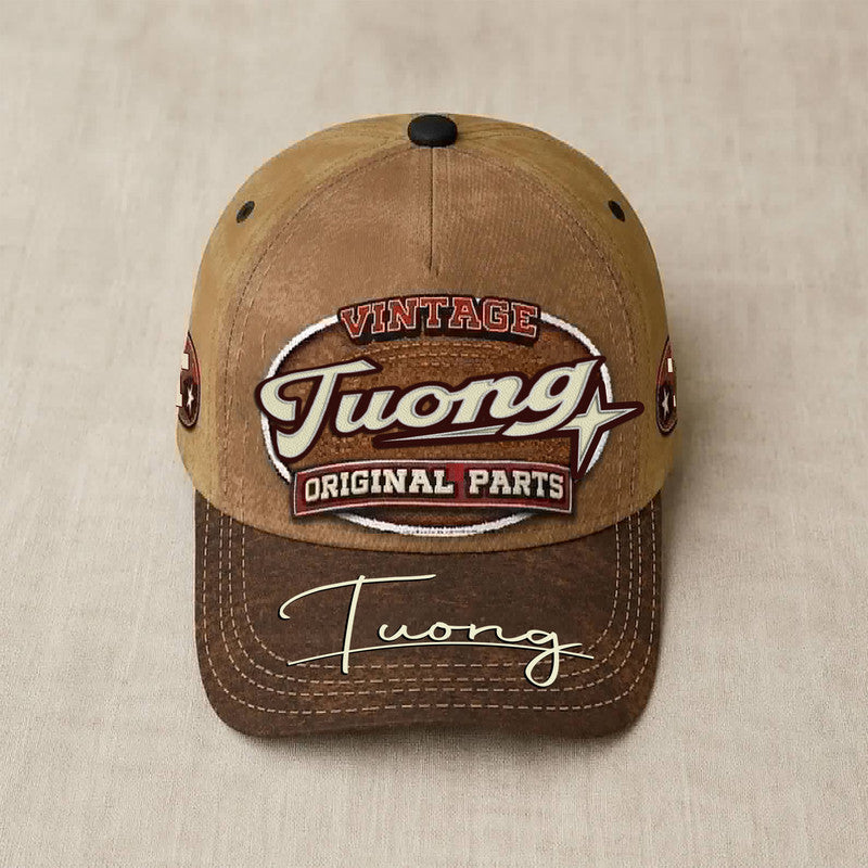 TUONG TC02 HH79  Personalized Name Baseball Cap, Vintage Retro Hat, Custom Gift for Him & Her