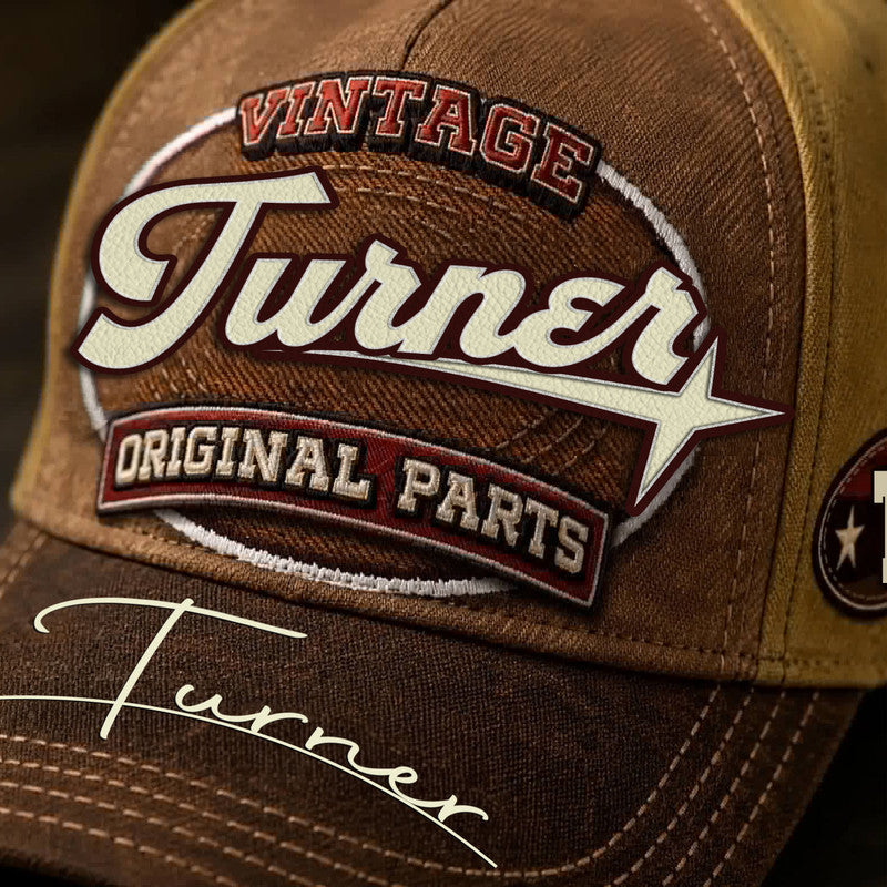 TURNER TC02 HH79  Personalized Name Baseball Cap, Vintage Retro Hat, Custom Gift for Him & Her