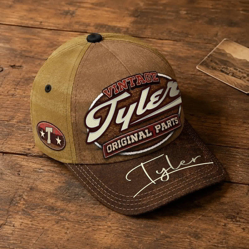 TYLER TC02 HH79  Personalized Name Baseball Cap, Vintage Retro Hat, Custom Gift for Him & Her