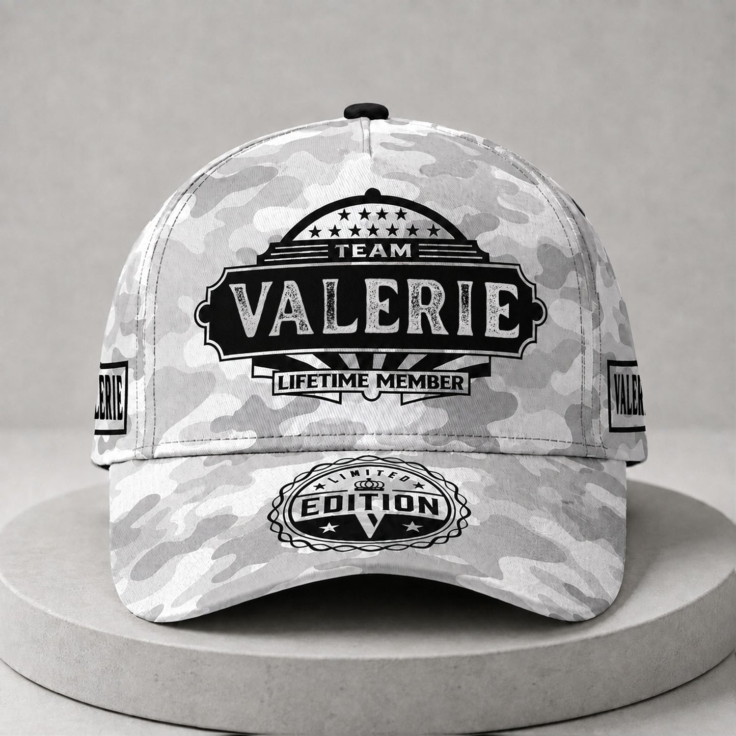 VALERIE TC01 HH79 Team Your Name Hat, Personalized Camo Baseball Cap, Custom Family Gift, Gift for Him Her
