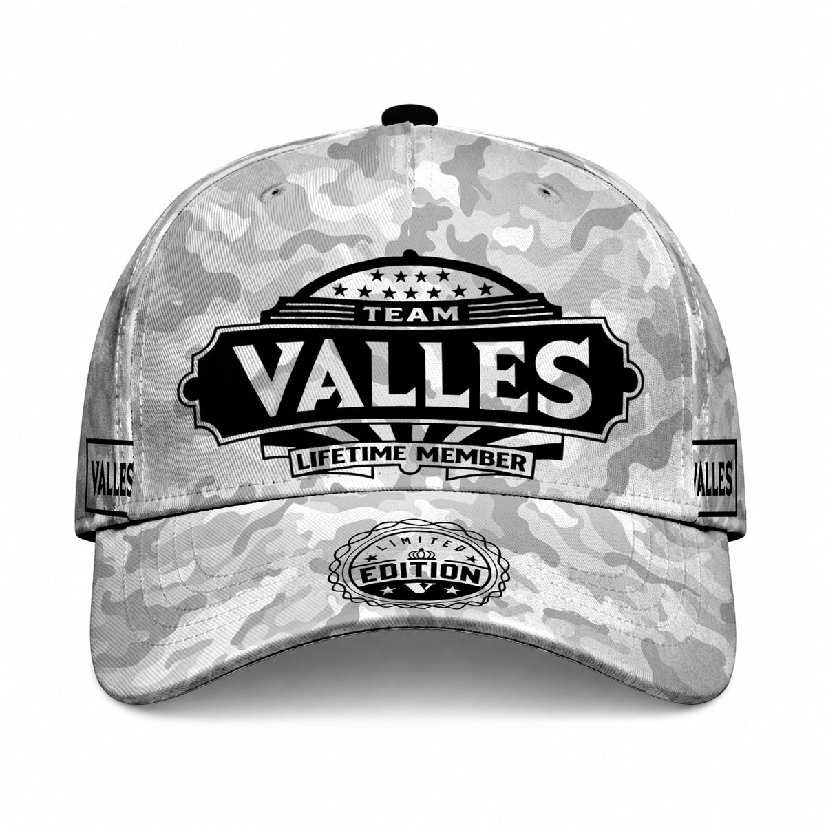 VALLES TC01 HH79 Team Your Name Hat, Personalized Camo Baseball Cap, Custom Family Gift, Gift for Him Her