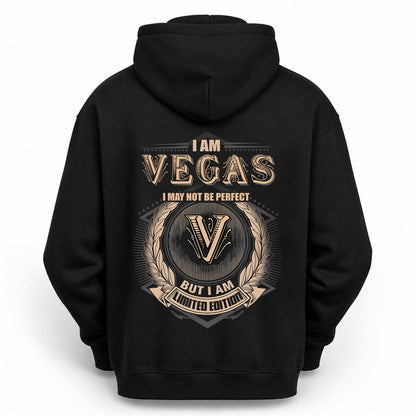 VEGAS 2K-101–Personalized Name Quote Apparel “I Am NAME May Not Be Perfect But I Am Limited Edition”