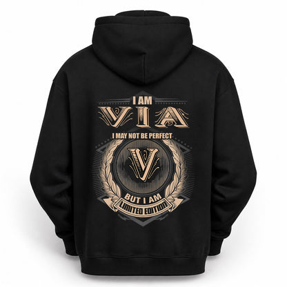 VIA 2K-101–Personalized Name Quote Apparel “I Am NAME May Not Be Perfect But I Am Limited Edition”