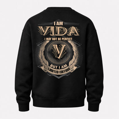 VIDA 2K-101–Personalized Name Quote Apparel “I Am NAME May Not Be Perfect But I Am Limited Edition”