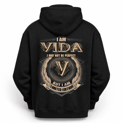 VIDA 2K-101–Personalized Name Quote Apparel “I Am NAME May Not Be Perfect But I Am Limited Edition”