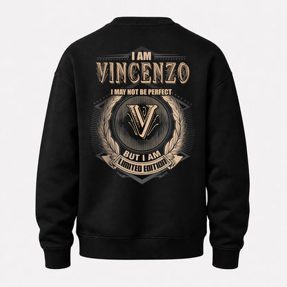 VINCENZO 2K-101–Personalized Name Quote Apparel “I Am NAME May Not Be Perfect But I Am Limited Edition”