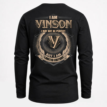 VINSON 2K-101–Personalized Name Quote Apparel “I Am NAME May Not Be Perfect But I Am Limited Edition”