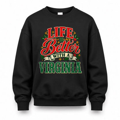 VIRGINIA HH-F011 Personalized Name Christmas Shirt – “Life Is Better With a Custom Name” Funny Christmas Gift, Custom Holiday Apparel