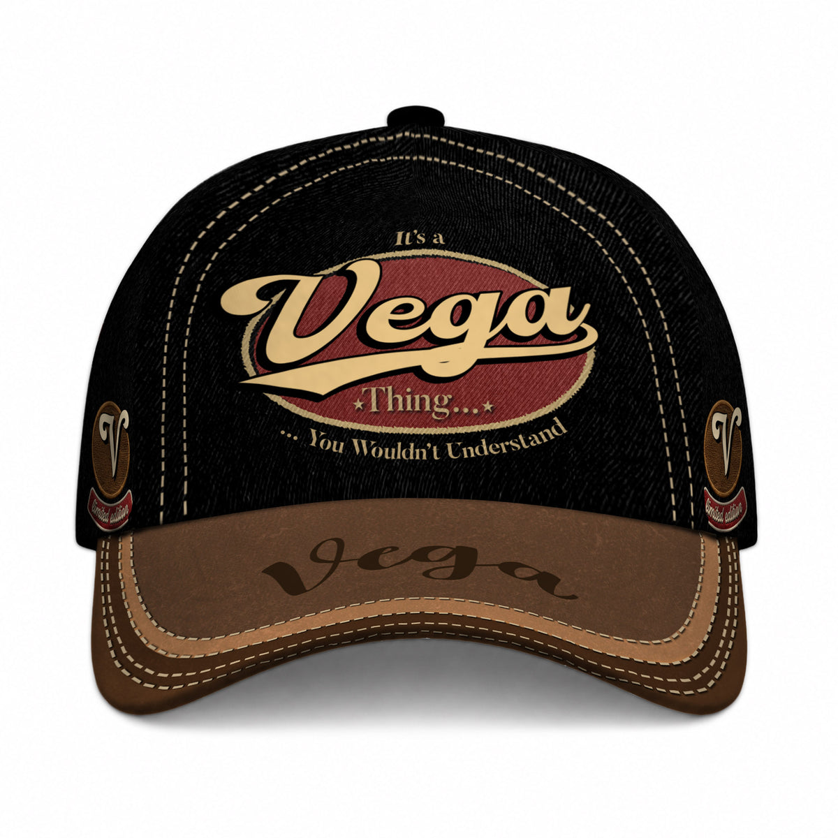 VEGA  TC06 HH79 Personalized Distressed Baseball Cap, Custom Retro Trucker Hat, Statement Dad Cap