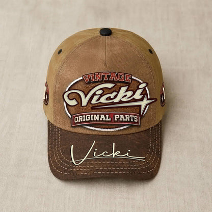 VICKI TC02 HH79  Personalized Name Baseball Cap, Vintage Retro Hat, Custom Gift for Him & Her