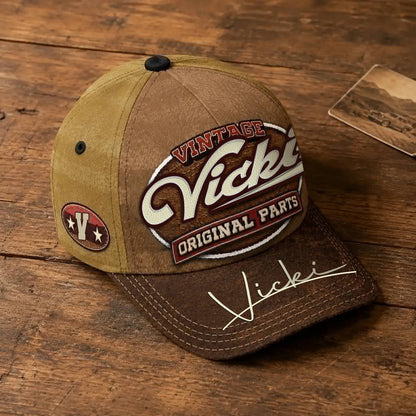 VICKI TC02 HH79  Personalized Name Baseball Cap, Vintage Retro Hat, Custom Gift for Him & Her