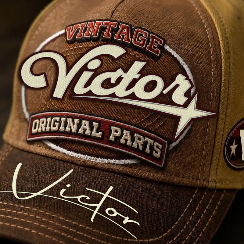 VICTOR TC02 HH79  Personalized Name Baseball Cap, Vintage Retro Hat, Custom Gift for Him & Her