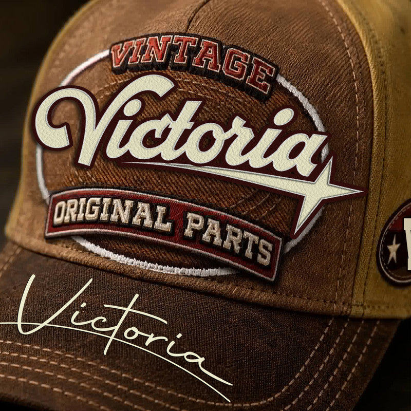 VICTORIA TC02 HH79  Personalized Name Baseball Cap, Vintage Retro Hat, Custom Gift for Him & Her