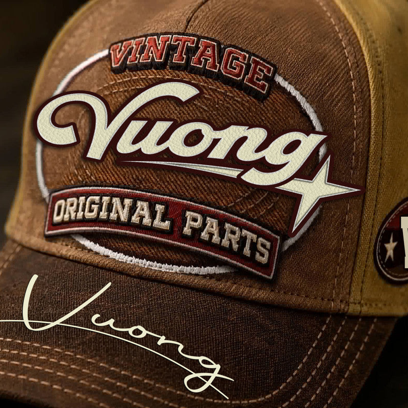 VUONG TC02 HH79  Personalized Name Baseball Cap, Vintage Retro Hat, Custom Gift for Him & Her