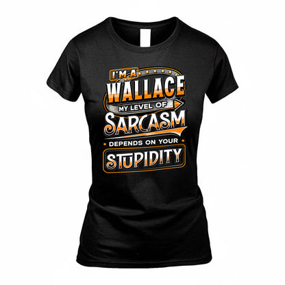 WALLACE TT88-K6-229 – Personalized Funny Sarcasm Apparel "My Level Of Sarcasm Depends On Your Stupidity"