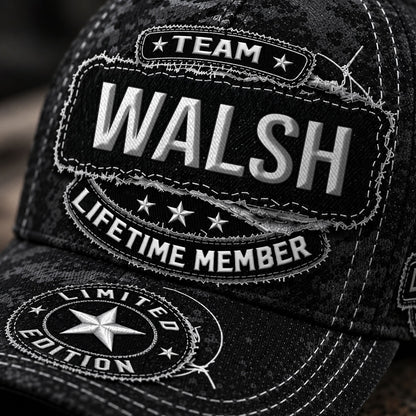 WALSH TC03 HH79  Personalized Black Camo Baseball Cap, Custom Name Family Hat