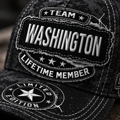 WASHINGTON TC03 HH79  Personalized Black Camo Baseball Cap, Custom Name Family Hat