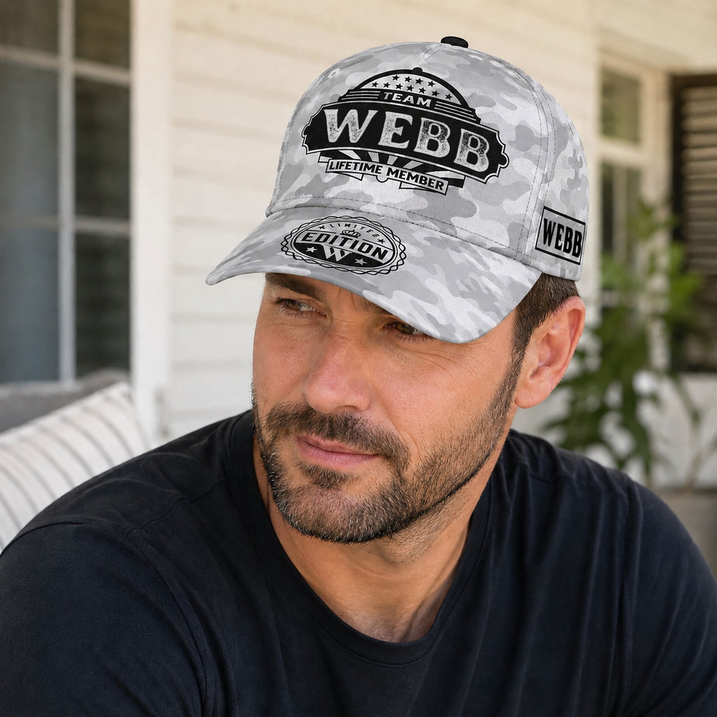 WEBB TC01 HH79 Team Your Name Hat, Personalized Camo Baseball Cap, Custom Family Gift, Gift for Him Her