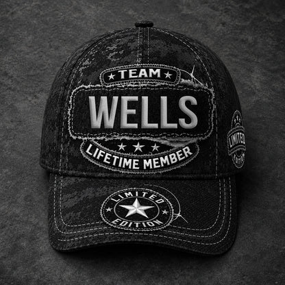 WELLS TC03 HH79  Personalized Black Camo Baseball Cap, Custom Name Family Hat
