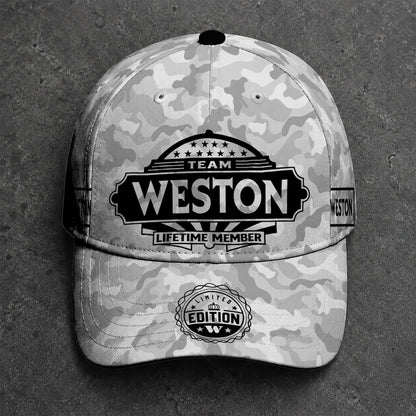 WESTON TC01 HH79 Team Your Name Hat, Personalized Camo Baseball Cap, Custom Family Gift, Gift for Him Her
