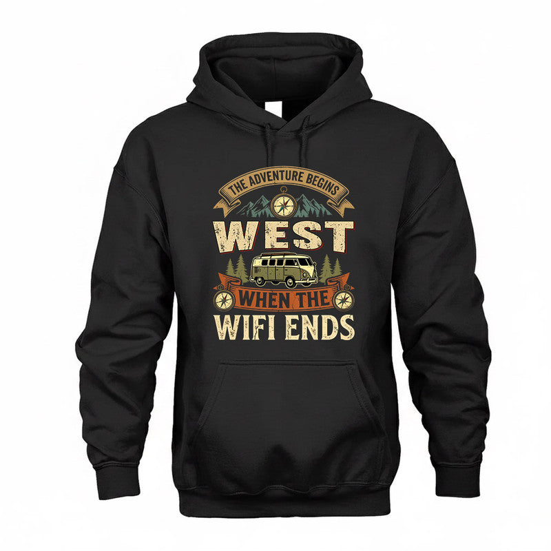 WEST TT898-K6-229 – Personalized Funny Camping Quote Apparel “The Adventure Begins When The WiFi Ends”