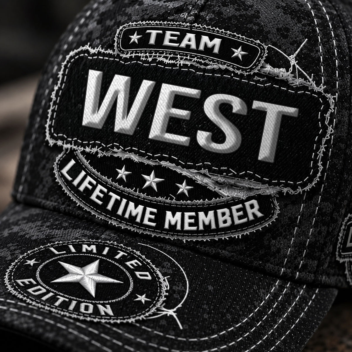 WEST TC03 HH79  Personalized Black Camo Baseball Cap, Custom Name Family Hat