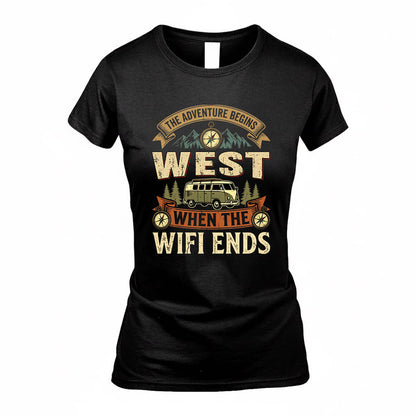 WEST TT898-K6-229 – Personalized Funny Camping Quote Apparel “The Adventure Begins When The WiFi Ends”