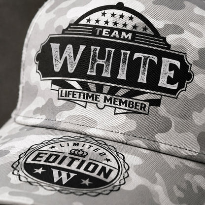 WHITE TC01 HH79 Team Your Name Hat, Personalized Camo Baseball Cap, Custom Family Gift, Gift for Him Her