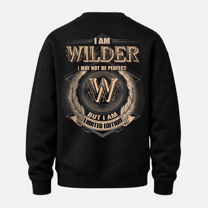 WILDER 2K-101–Personalized Name Quote Apparel “I Am NAME May Not Be Perfect But I Am Limited Edition”