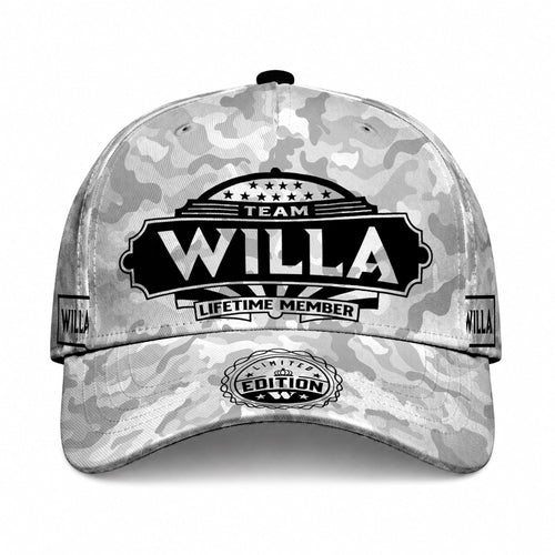 WILLA TC01 HH79 Team Your Name Hat, Personalized Camo Baseball Cap, Custom Family Gift, Gift for Him Her
