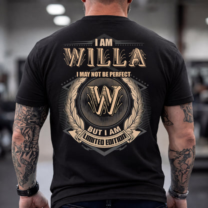 WILLA 2K-101–Personalized Name Quote Apparel “I Am NAME May Not Be Perfect But I Am Limited Edition”