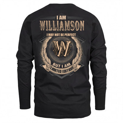 WILLIAMSON 2K-101–Personalized Name Quote Apparel “I Am NAME May Not Be Perfect But I Am Limited Edition”