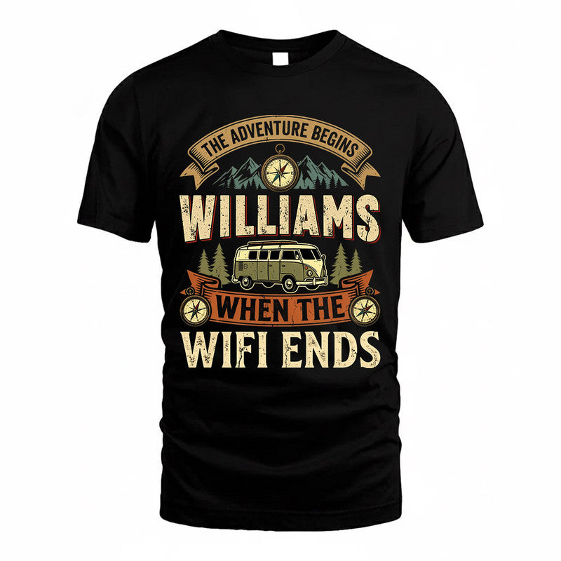 WILLIAMS TT898-K6-229 – Personalized Funny Camping Quote Apparel “The Adventure Begins When The WiFi Ends”