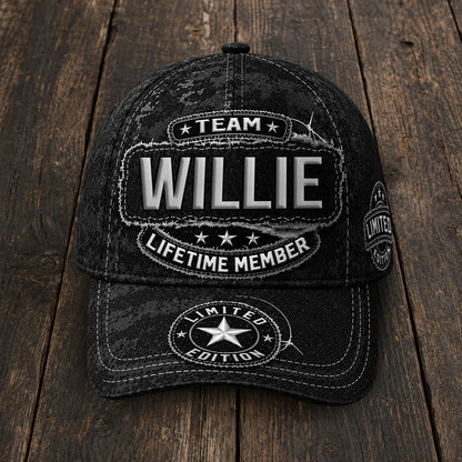 WILLIE TC03 HH79  Personalized Black Camo Baseball Cap, Custom Name Family Hat