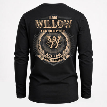 WILLOW 2K-101–Personalized Name Quote Apparel “I Am NAME May Not Be Perfect But I Am Limited Edition”