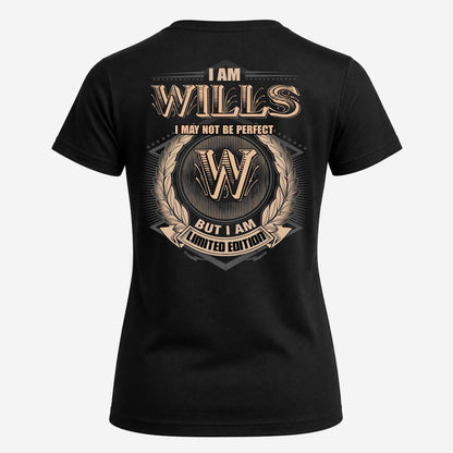 WILLS 2K-101–Personalized Name Quote Apparel “I Am NAME May Not Be Perfect But I Am Limited Edition”