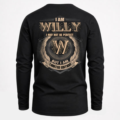 WILLY 2K-101–Personalized Name Quote Apparel “I Am NAME May Not Be Perfect But I Am Limited Edition”