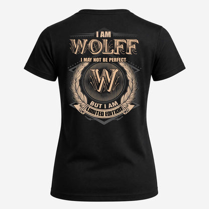 WOLFF 2K-101–Personalized Name Quote Apparel “I Am NAME May Not Be Perfect But I Am Limited Edition”