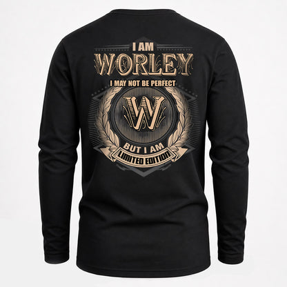 WORLEY 2K-101–Personalized Name Quote Apparel “I Am NAME May Not Be Perfect But I Am Limited Edition”