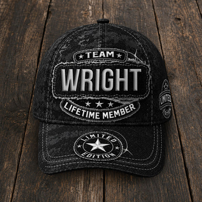 WRIGHT TC03 HH79  Personalized Black Camo Baseball Cap, Custom Name Family Hat