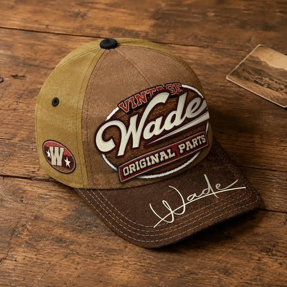 WADE TC02 HH79  Personalized Name Baseball Cap, Vintage Retro Hat, Custom Gift for Him & Her