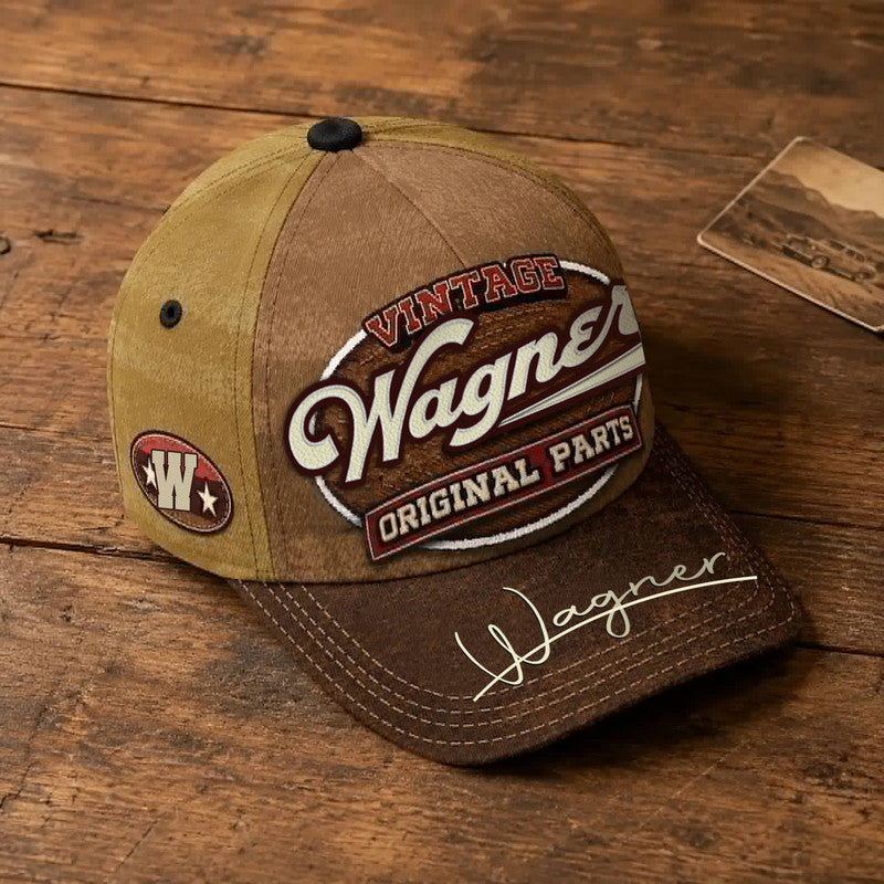 WAGNER TC02 HH79  Personalized Name Baseball Cap, Vintage Retro Hat, Custom Gift for Him & Her