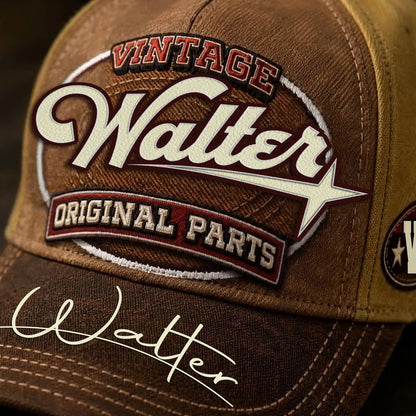 WALTER TC02 HH79  Personalized Name Baseball Cap, Vintage Retro Hat, Custom Gift for Him & Her