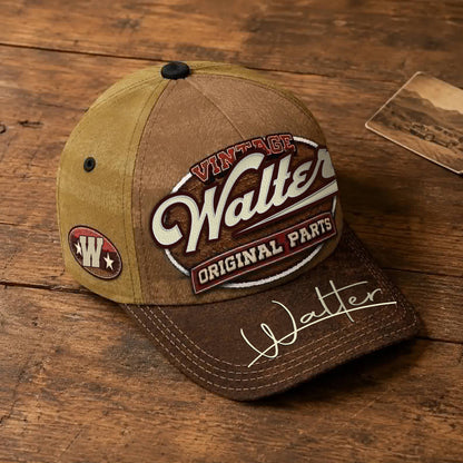 WALTER TC02 HH79  Personalized Name Baseball Cap, Vintage Retro Hat, Custom Gift for Him & Her