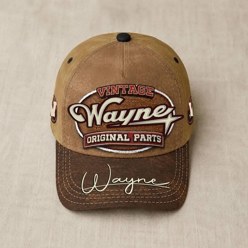 WAYNE TC02 HH79  Personalized Name Baseball Cap, Vintage Retro Hat, Custom Gift for Him & Her