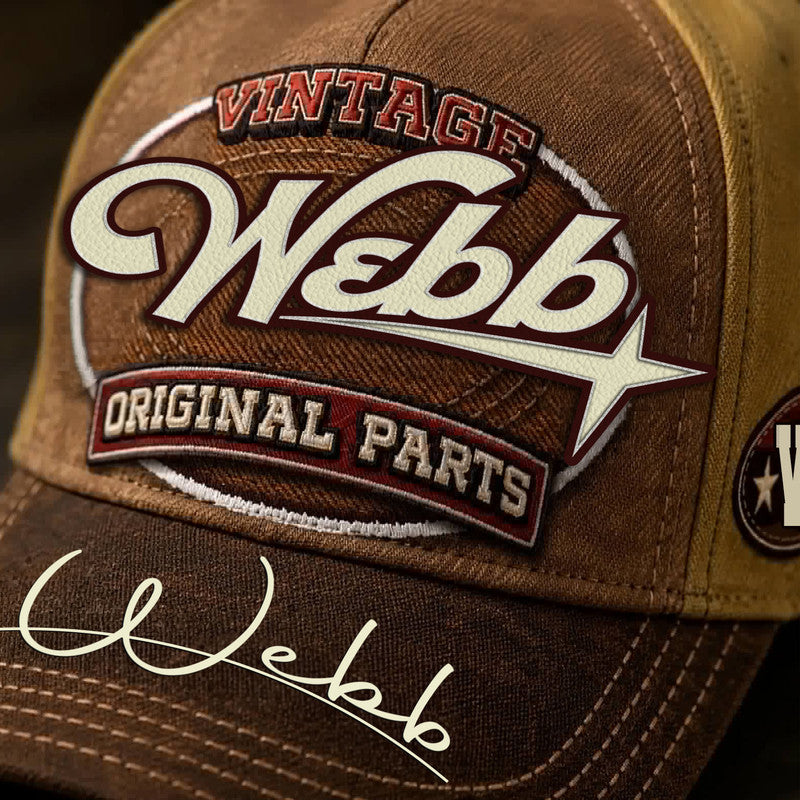 WEBB TC02 HH79  Personalized Name Baseball Cap, Vintage Retro Hat, Custom Gift for Him & Her